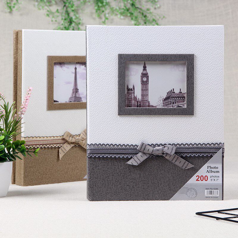 新款7寸相册200张特种纸面相册本办公影集复古风家庭插页式礼品册 - 图3