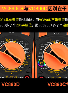 胜利万用表数字高精度全自动电工万能表数显式万用表VC890D/C+