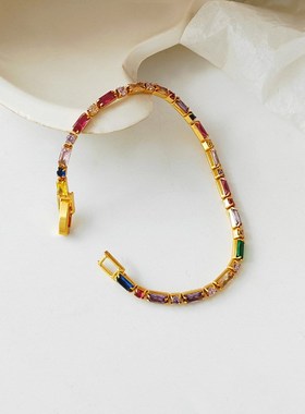 青岛饰品炫c彩撞色锆石手链复古新潮设计感手镯ins风时尚手饰1147