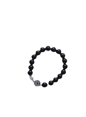 天然彩虹眼黑f曜石手链男女情侣手串个性设计黑发晶纪念生日礼物