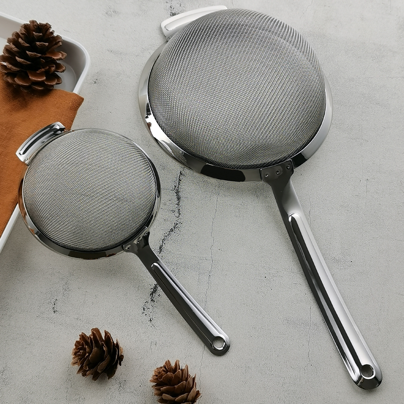 18-10不锈钢 家用网筛网漏面粉筛 手持油炸过滤网 细密厚实 - 图1