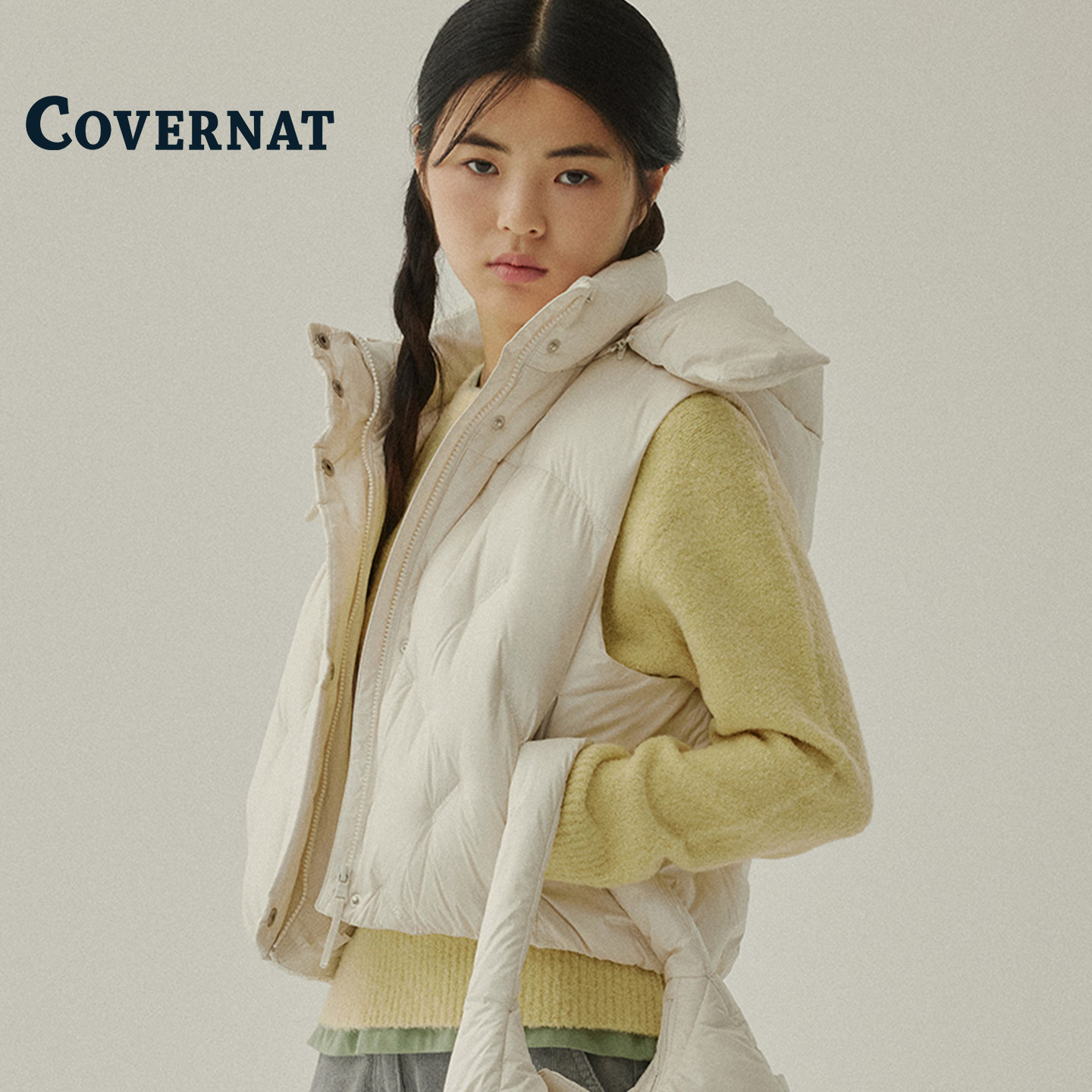 COVERNAT韩国羽绒马甲女2025新款鸭绒保暖运动短外套休闲无袖背心,淘宝优惠券,粉丝福利购,淘宝优惠卷