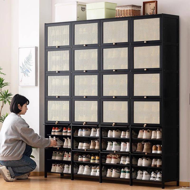 简易鞋架子鞋柜竹制宿舍占地小放家门口多层防尘入门鞋架子收纳架 - 图0