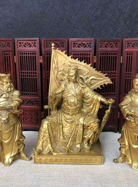 纯铜关公看书铜像摆件武财神夜读春秋家居装S饰品人物客厅桌面