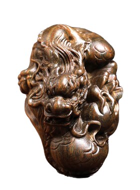 天然绿檀木雕祥龙献瑞创意文玩手把件生肖龙饰品桌面工艺品摆件