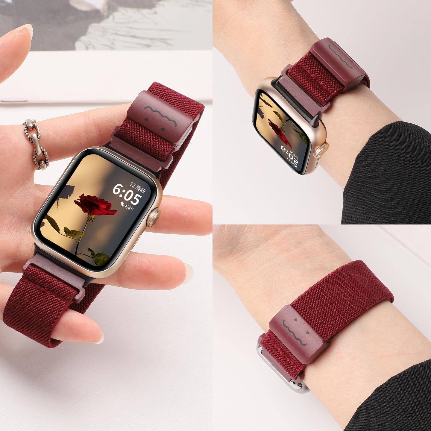 适用于荣耀手表4/5编织表带笑脸涂鸦磁扣尼龙新款腕带honor智能运 - 图0