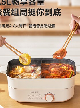 电火锅锅专用分体式鸳鸯锅电煮锅多功能家用可分离V式小电热锅新
