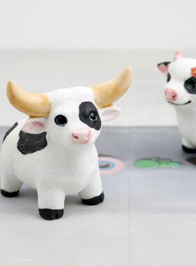 招财小萌牛陶瓷摆件创意家居饰品可爱公母牛车载摆设办公桌面礼物