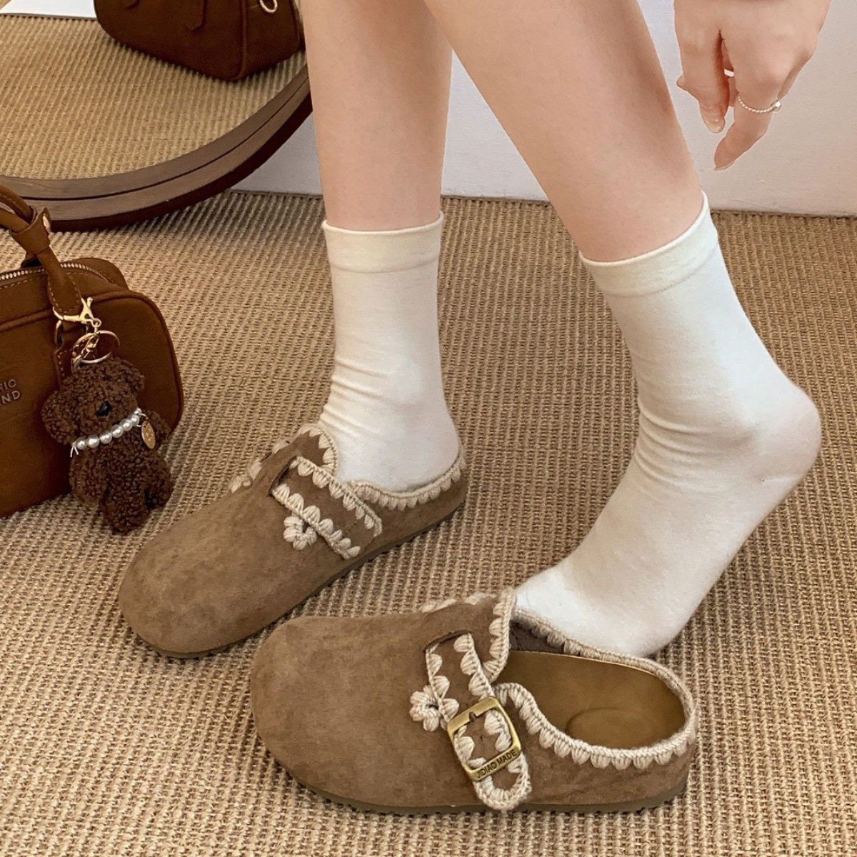 爆款平底内增高包头拖鞋女外穿2025新款秋季配裙子复古勃肯半拖鞋,淘宝优惠券,粉丝福利购,淘宝优惠卷