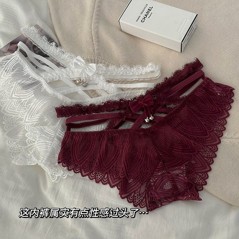 风性感蕾丝内裤女铃铛装饰交叉镂空痕蜜臀女士裤,淘宝优惠券,粉丝福利购,淘宝优惠卷