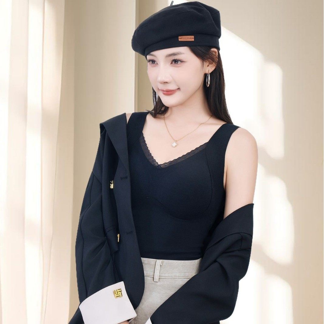 保暖背心蕾丝边女秋冬修身显瘦固定胸垫痕发热内搭打底上衣马甲,淘宝优惠券,粉丝福利购,淘宝优惠卷