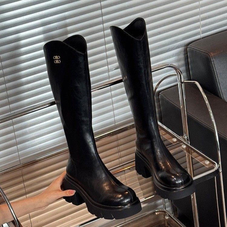 2025新款厚底口长筒骑士靴女新款加绒棉鞋瘦瘦靴高筒长靴大筒围,淘宝优惠券,粉丝福利购,淘宝优惠卷