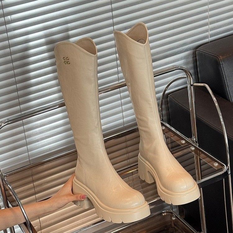 2025新款厚底口长筒骑士靴女新款加绒棉鞋瘦瘦靴高筒长靴大筒围,淘宝优惠券,粉丝福利购,淘宝优惠卷