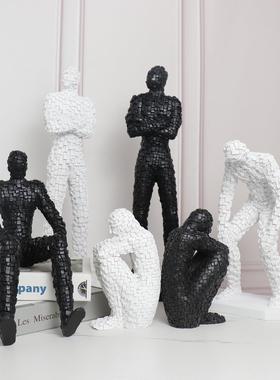 北欧现代马赛克人物抽象摆件售楼部大堂软装陈设饰品书柜桌面摆设