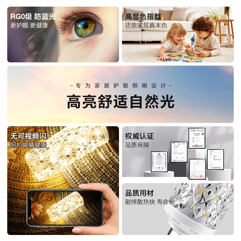 大功率超亮led节能玉米灯泡e27E14螺口水晶护眼灯泡家用吊灯光源,淘宝优惠券,粉丝福利购,淘宝优惠卷