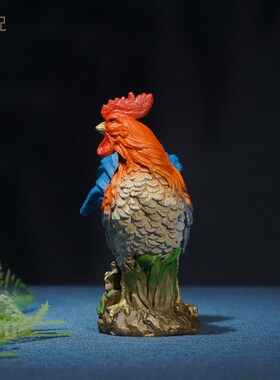 箐铜记《五德灵鸡》生肖鸡黄铜摆件客厅玄关办公室礼品