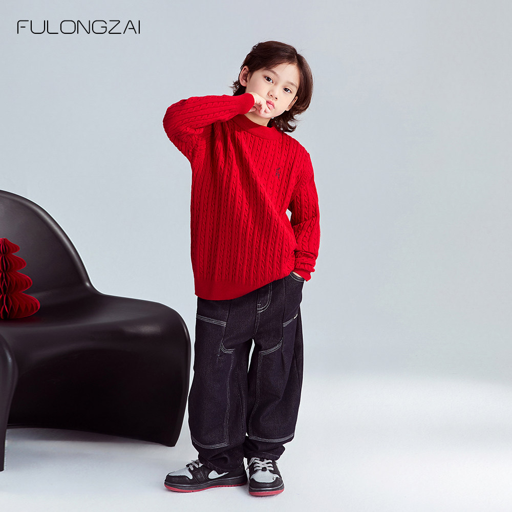 FULONGZAI 亲子童装春秋冬季男女童中大童加绒加厚潮牛仔长裤子,淘宝优惠券,粉丝福利购,淘宝优惠卷
