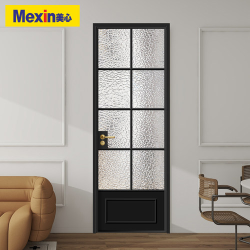 美心厨卫门复古风拱形玻璃门窄边卫生间门厨房门复古卫生间玻璃门 - 图0