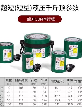 沪工牌10T20T分体立式超薄型短型加长型分离式油缸横向液压千斤顶