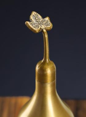 开盖铜葫芦摆件带叶八卦葫芦仿古做旧光面开口葫芦厂家