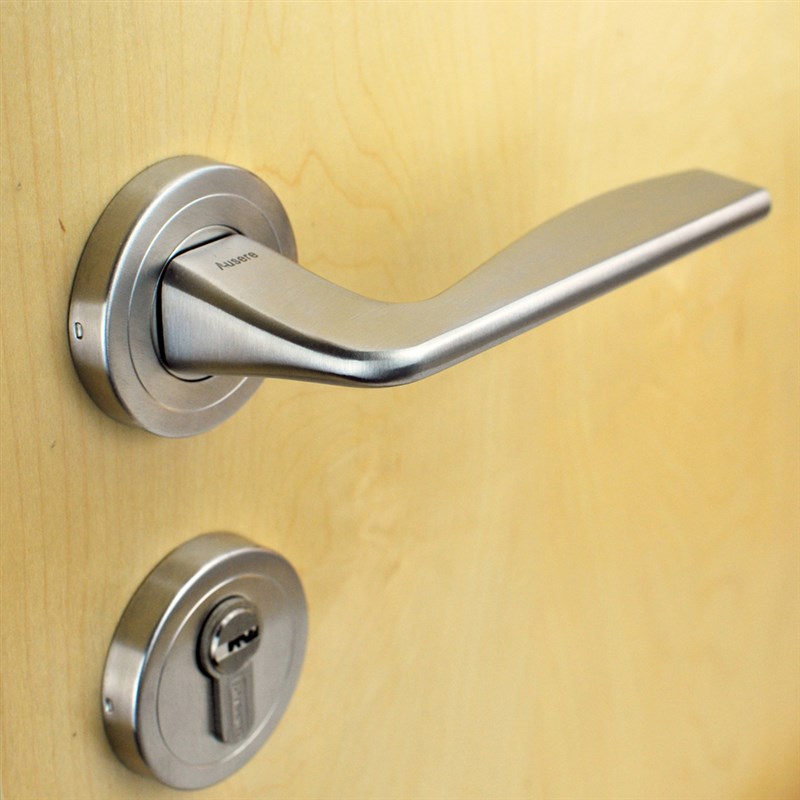 304拉丝不锈钢室内静音门锁实心执手 房间分体锁 4585防檫舌锁体 - 图0