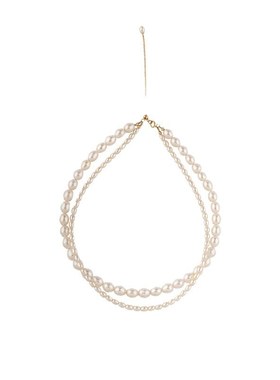 新款天然淡水珍珠项链女双层叠戴珍珠项链女个Q性设计百搭锁骨链