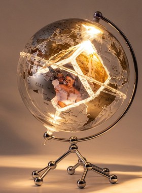 微方的地球相框地球仪照片打印家居摆H件生日纪念日礼物照片可打