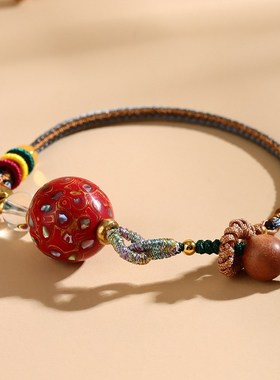 满螺钿大漆珠手工m编织手绳非遗大漆工艺新中式文创手链新饰品