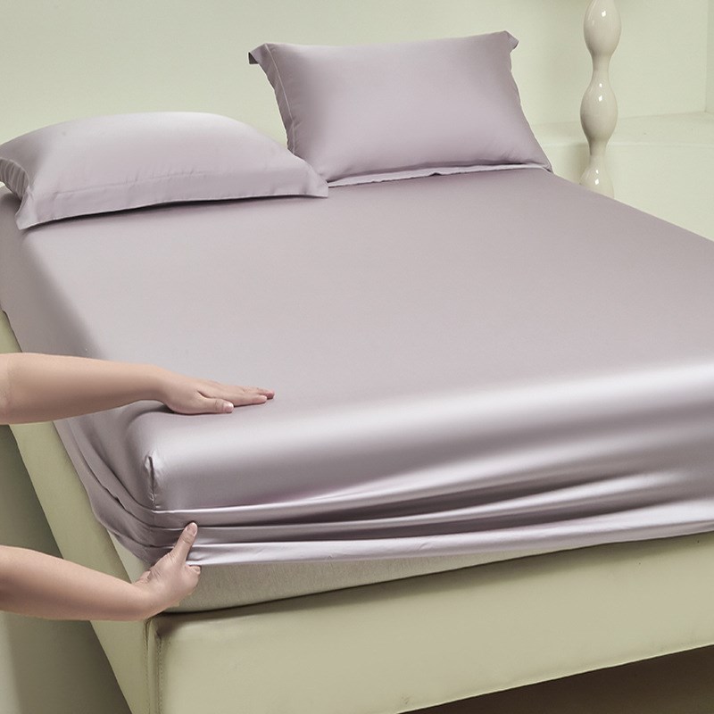 严选 A类纯色天丝床笠单件夏季冰丝床罩三件套R床垫保护罩床套全 - 图2