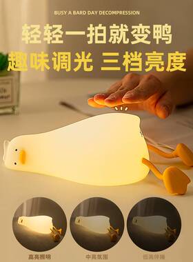床头柜摆件桌上桌面饰品r房间装饰品儿童床鸭子发光小夜灯生日礼