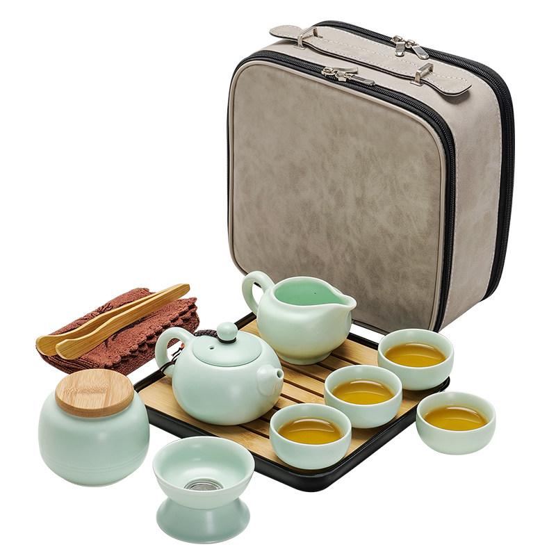 Portable ceramic kung fu tea set travel set outdoor portable tea cup home simple office reception set