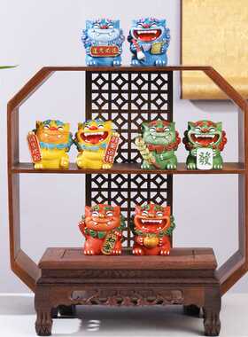 复古文创风狮爷摆件创意办公解压装饰树脂小摆件醒狮国风学生礼品