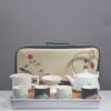 A complete set of tea sets, home ceramics, one pot and four cups, hand-painted handle kettle, small tea tray, tea table, travel custom LOGO