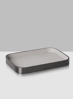 现代轻奢精致托盘高级感茶几摆件轻奢样板间软装客厅皮质收纳盘