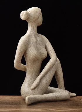 新中式树脂工艺品创意家居装饰品瑜伽女孩婚庆摆件生日礼品