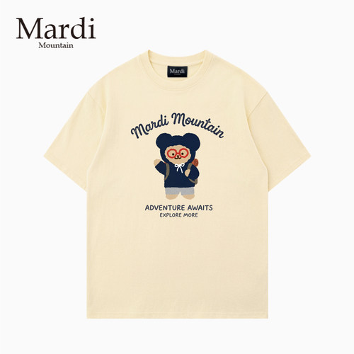 官方旗舰店 Mardi Mountain韩国正品2026春夏款黑白纯棉短袖女t恤 - 图2