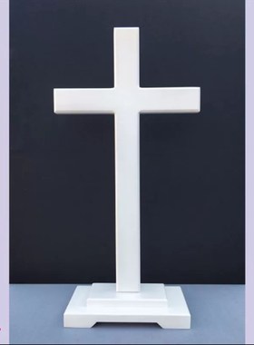 白色实木十字架摆件  大型大号木质十I字架  放桌面 居家装饰