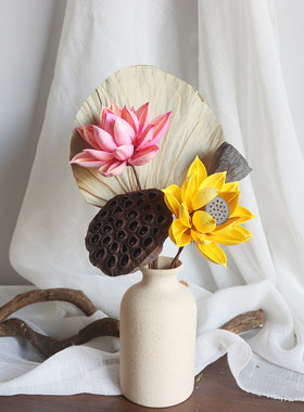 干花花瓶套装摆件小清p新简约客厅风干天然干花桌面摆件装饰含花