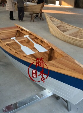 木船可下水两头尖小船装t饰景观道具白色手工船实木摆件定制造型