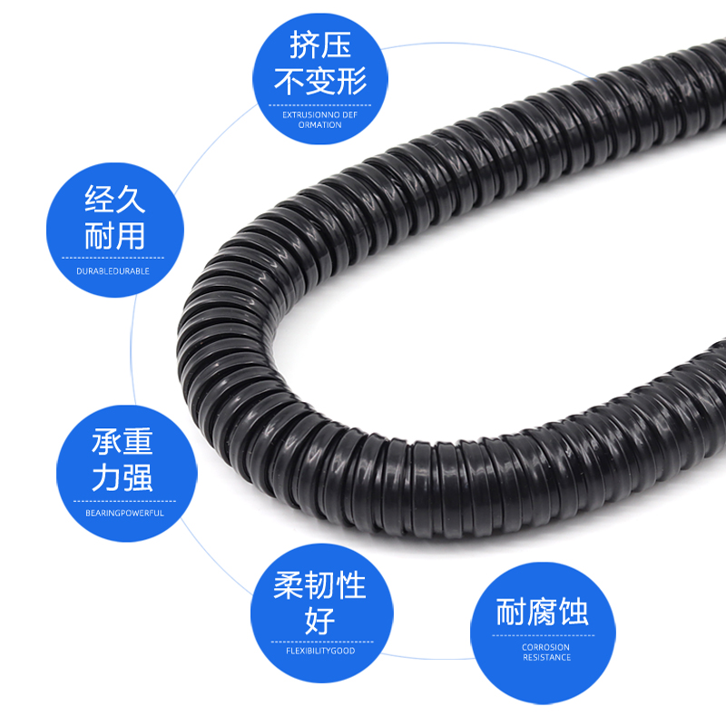 包塑金属软管电线电缆套管塑料保护阻燃穿线管蛇皮波纹管20/25/32 - 图1