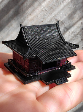 隐风小屋中式古建筑模型小摆件假山水陆缸微景观盆景书房造景房子