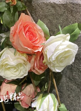 玫瑰花藤蔓屋顶攀爬仿真花家居装饰工程造景花架秋千装饰假花道具