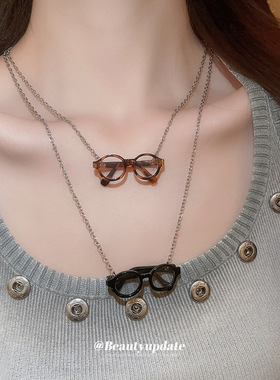 网红同款搞怪树脂眼镜项链