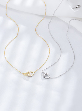 S925纯银简约款镶钻小众时尚项链