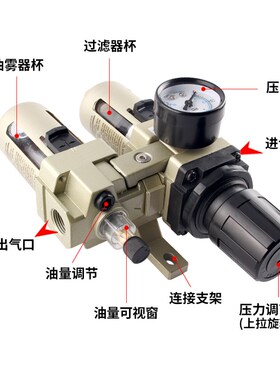 气源处理二联件 AC3010-03 空压机油水分离器 AWAL3000调压过滤器