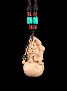桃木葫芦手把件实木雕刻男士随身把玩红酸枝X挂绳文玩礼物