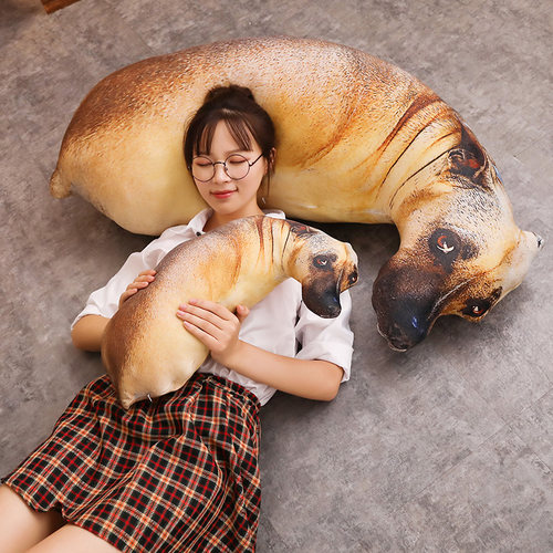 创意仿真狗狗抱枕3d毛绒玩具恶搞怪狗头玩偶女生抱着睡觉床上公仔 - 图2