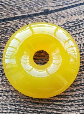 天然冰种黄玉髓玛瑙平安扣挂坠男女款怀古玉佩招财玉石项链子吊坠