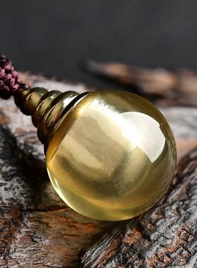 天然黄水晶吊坠楞严咒舍利塔挂件嘎乌盒舍利子瓶吊坠饰品男女礼物