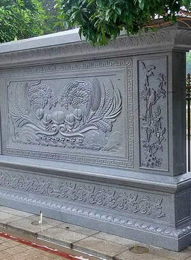 石雕影壁墙天然大理石照壁浮雕y汉白玉壁画中式庭院别墅背景浮雕